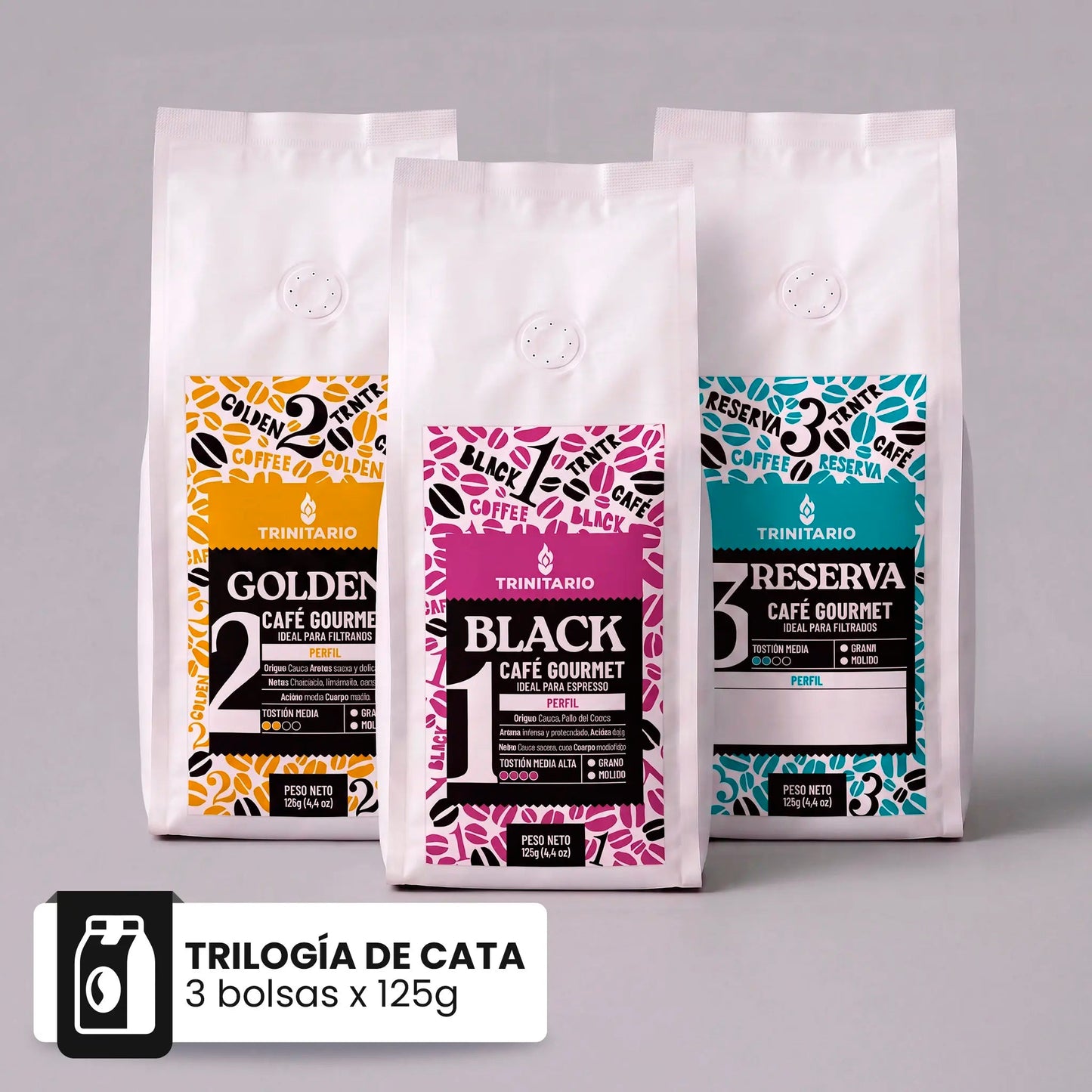 Trilogía de Cata Trinitario | Kit de Degustación (3 x 125g) - SAXUM TRADING GROUP SAS