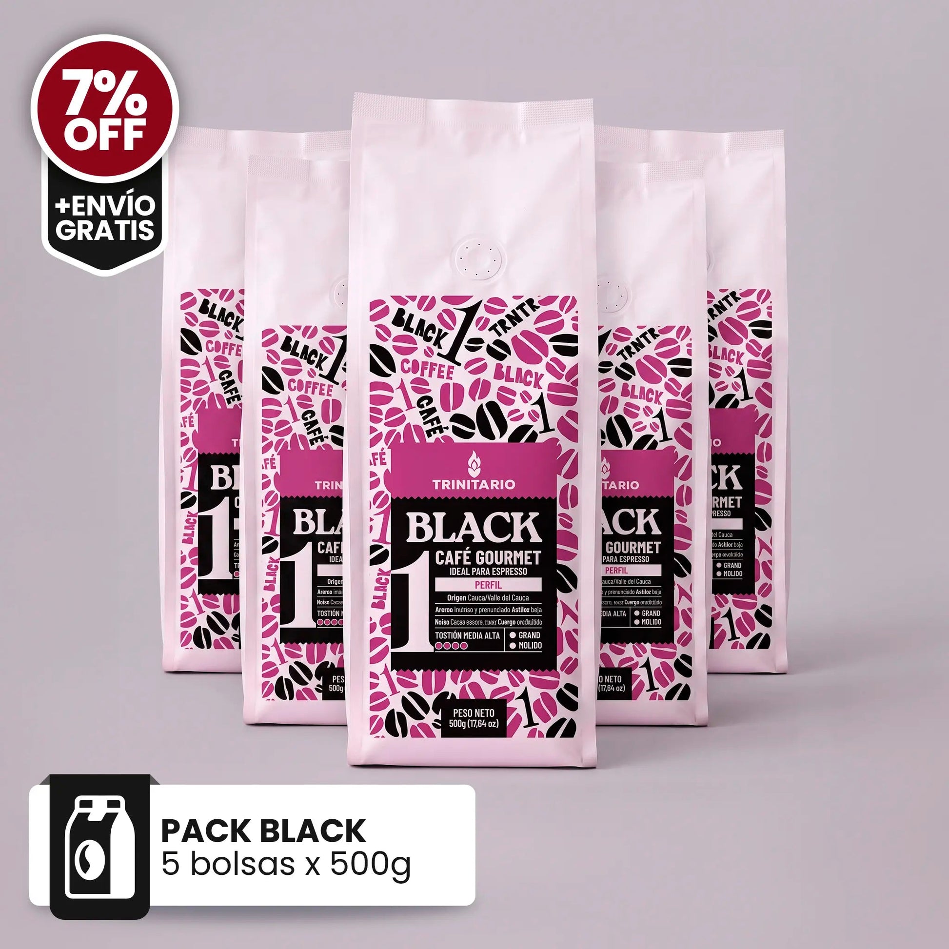 Pack Black x5 | 5 Bolsas de 500g (2.5 kg) · 7% OFF - SAXUM TRADING GROUP SAS
