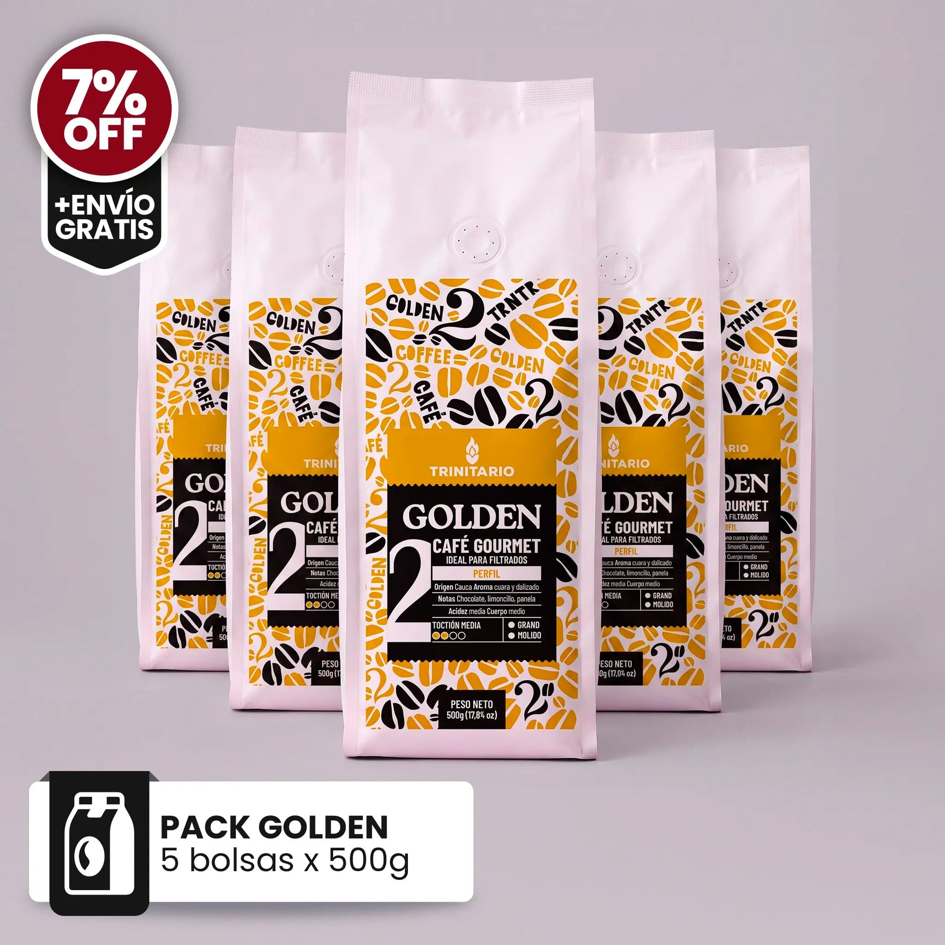 Pack Golden x5 | 5 Bolsas de 500g (2.5 kg) · 7% OFF - SAXUM TRADING GROUP SAS